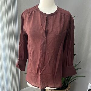 Express Burgundy Blouse with 3/4 Sleeves XS